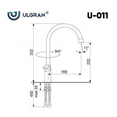 Смеситель для раковины ультра черный Ulgran U-011-344