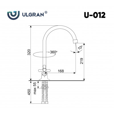 Смеситель для раковины графит Ulgran U-012-342