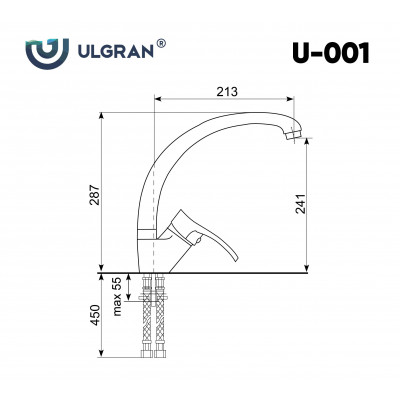 Смеситель для раковины черный Ulgran U-001-308
