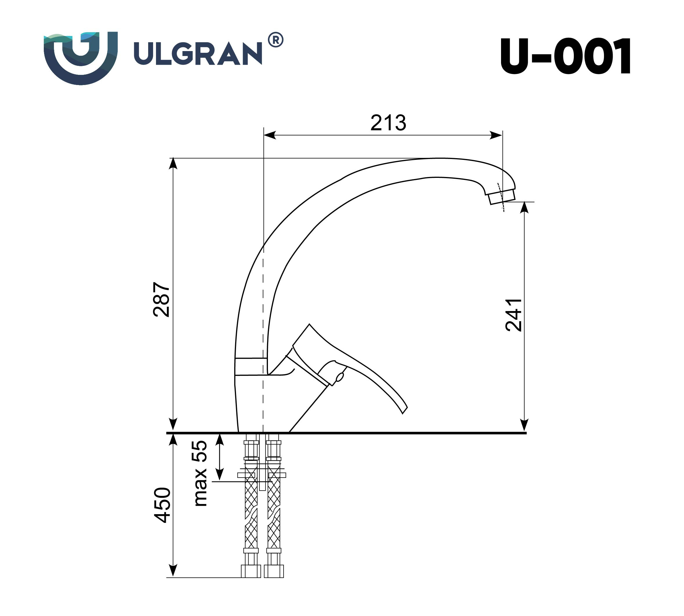 Смеситель для раковины черный Ulgran U-001-308