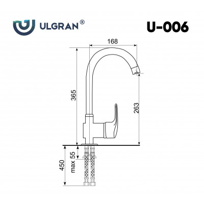 Смеситель для раковины черный Ulgran U-006-308