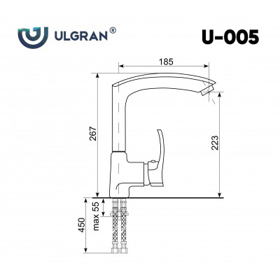 Смеситель для раковины черный Ulgran U-005-308