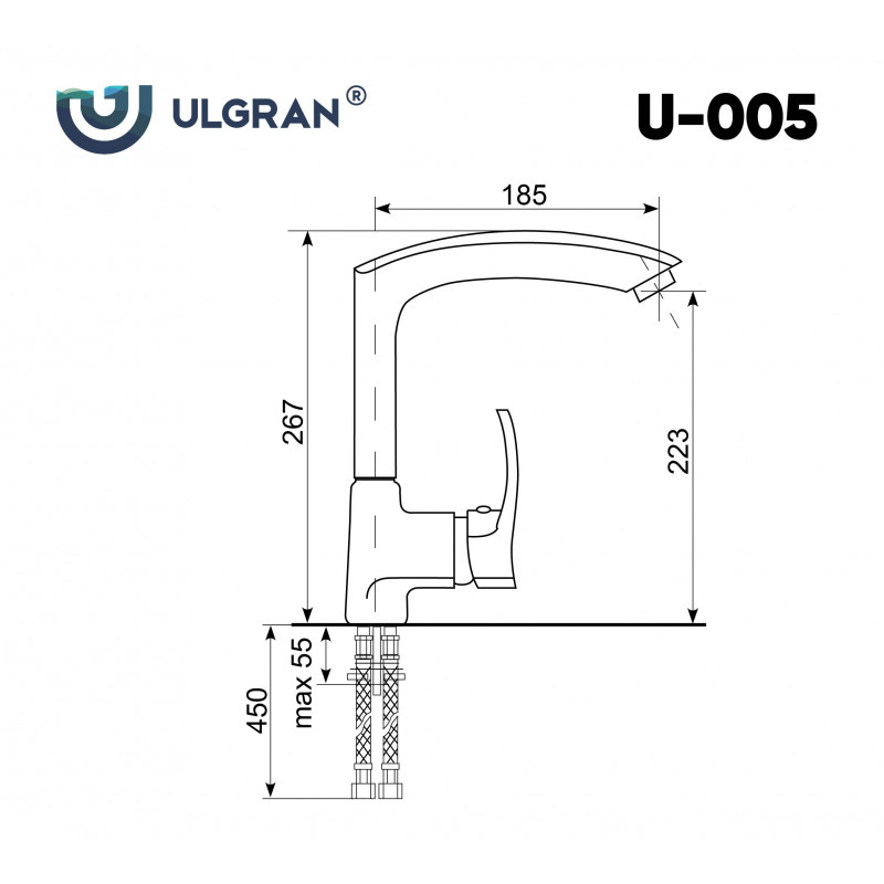 Смеситель для раковины черный Ulgran U-005-308