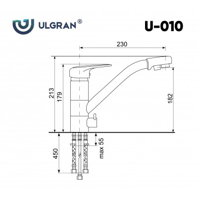 Смеситель для раковины с фильтром ультра черный Ulgran U-010-344