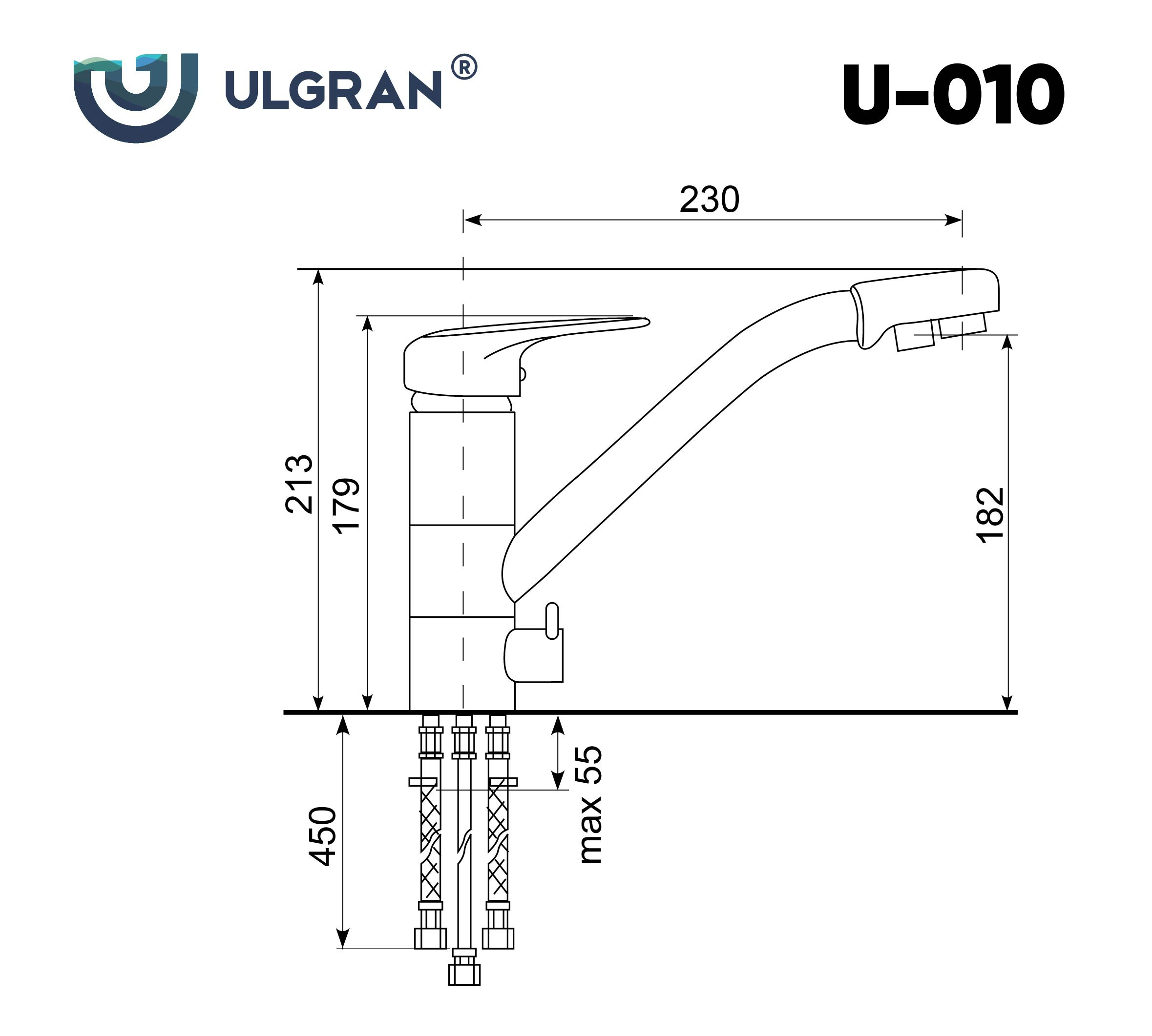 Смеситель для раковины с фильтром темно-серый Ulgran U-010-309