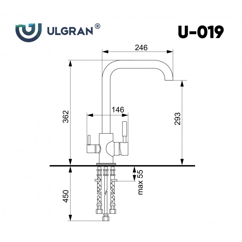 Смеситель для раковины с фильтром ультра черный Ulgran U-019-344