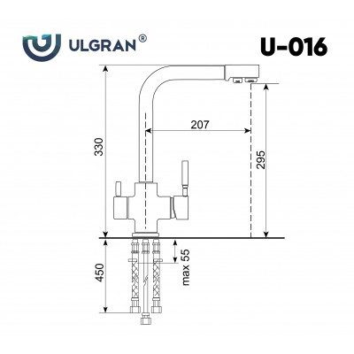 Смеситель для раковины с фильтром черный Ulgran U-016-308