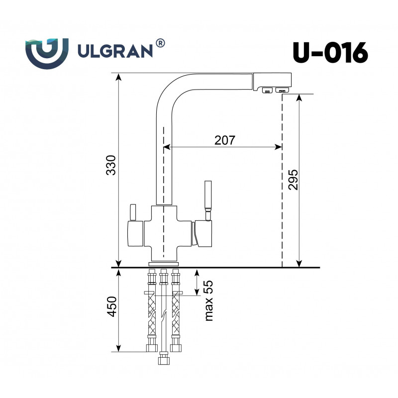 Смеситель для раковины с фильтром черный Ulgran U-016-308