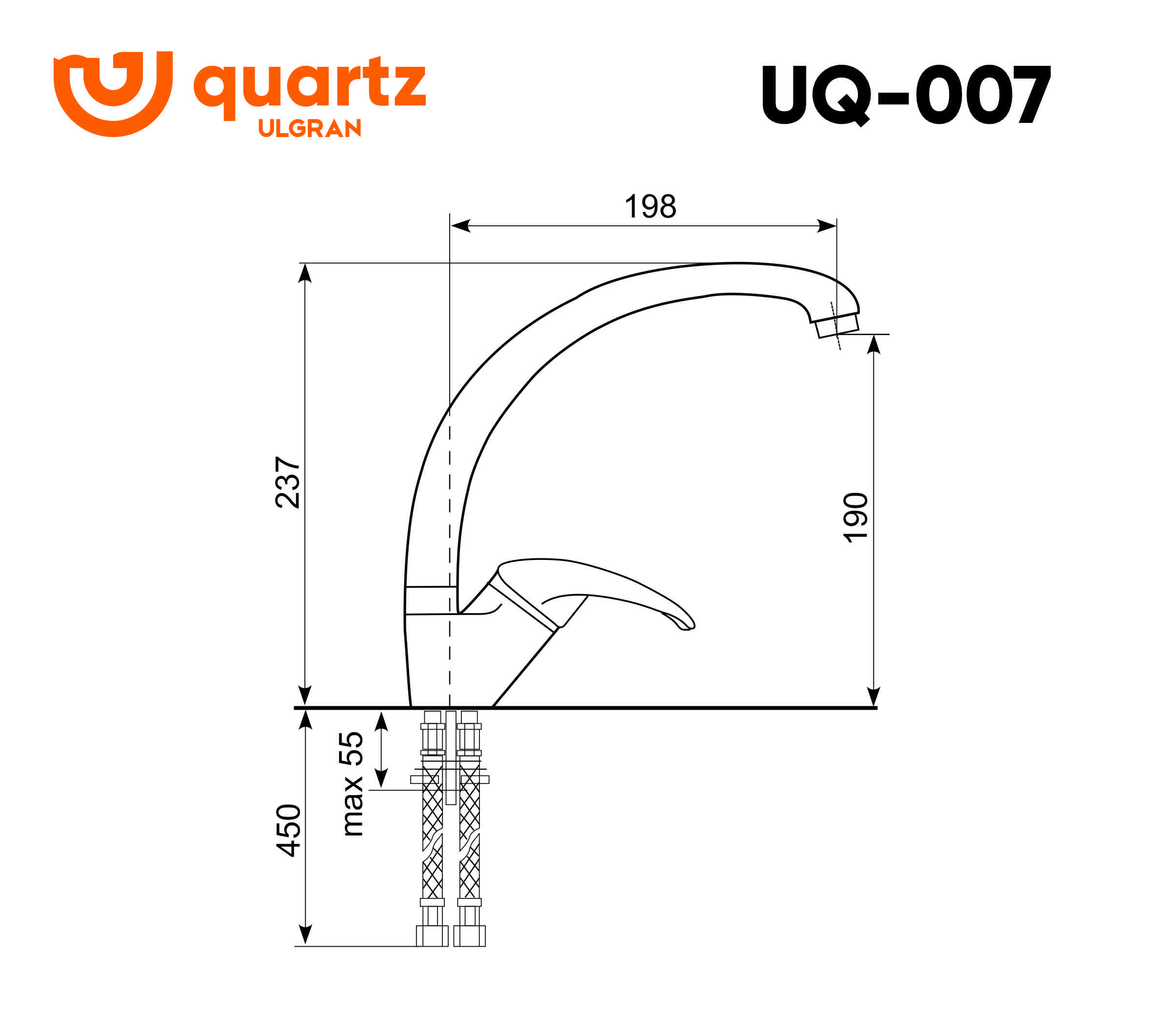 Смеситель для раковины бетон Ulgran Quartz UQ-007-05