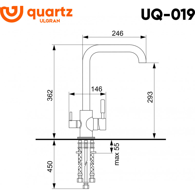 Смеситель для раковины с фильтром бетон Ulgran Quartz UQ-019-05