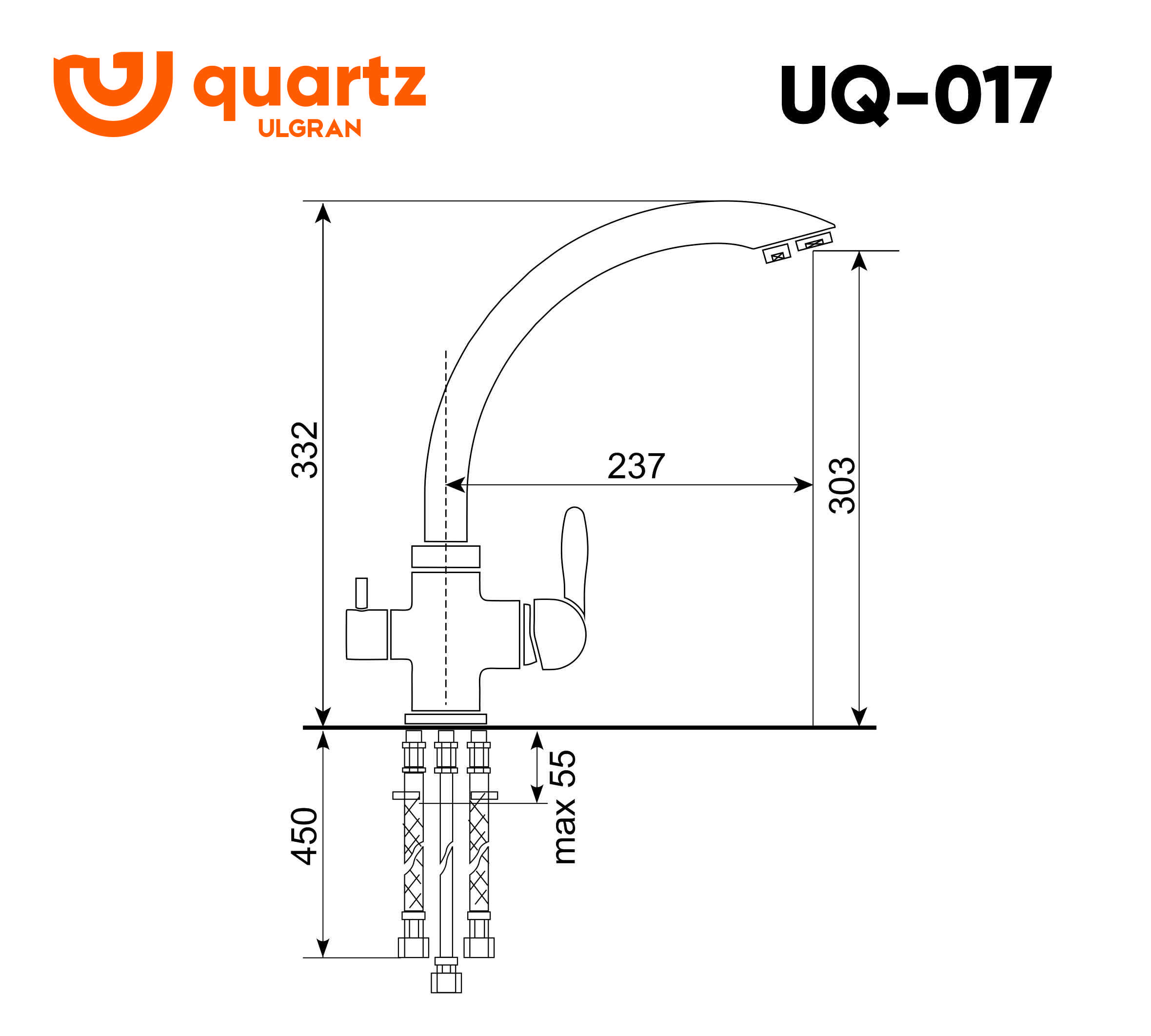 Смеситель для раковины с фильтром лен Ulgran Quartz UQ-017-02