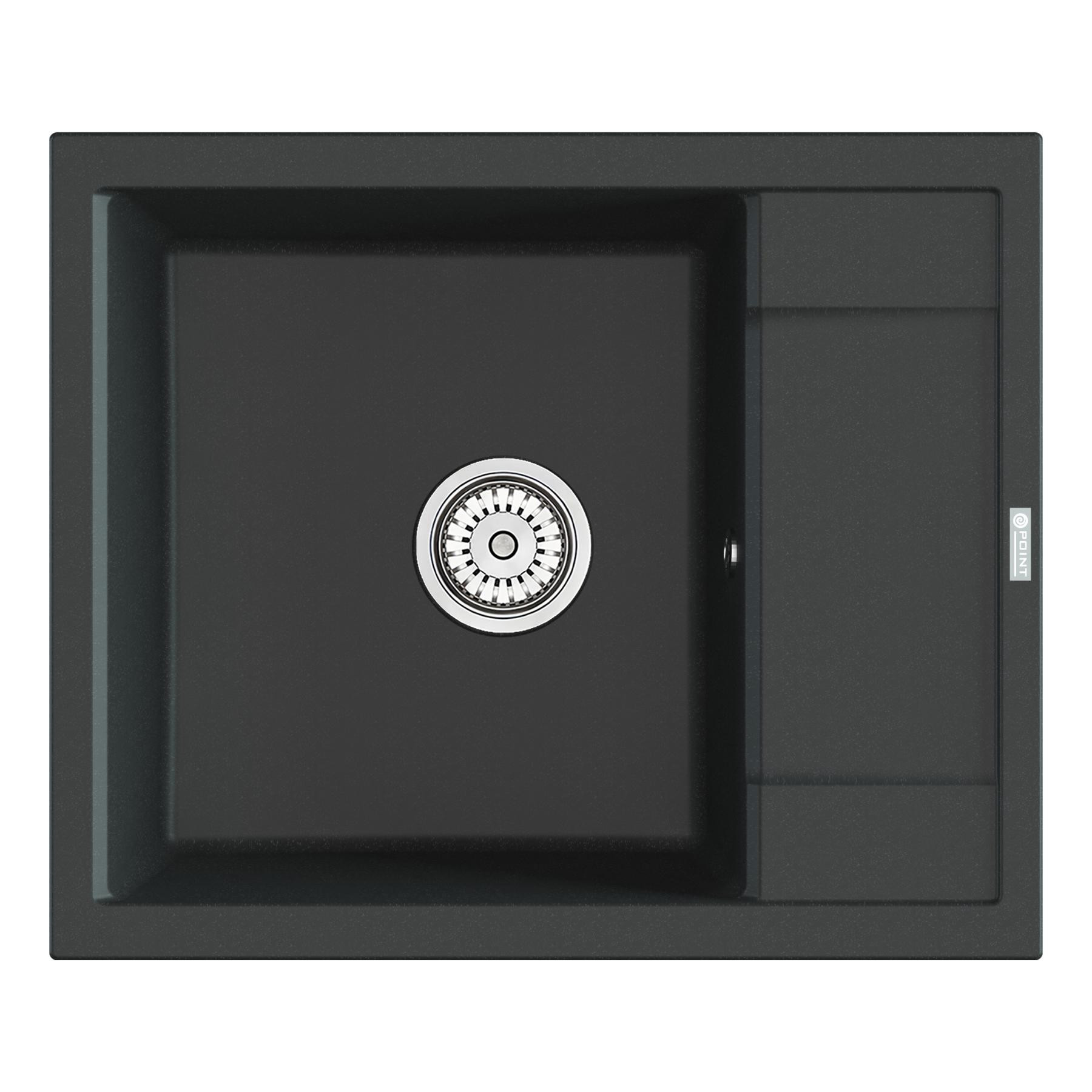 Кухонная мойка с крылом 60х50см черная Point Римо PN3010B