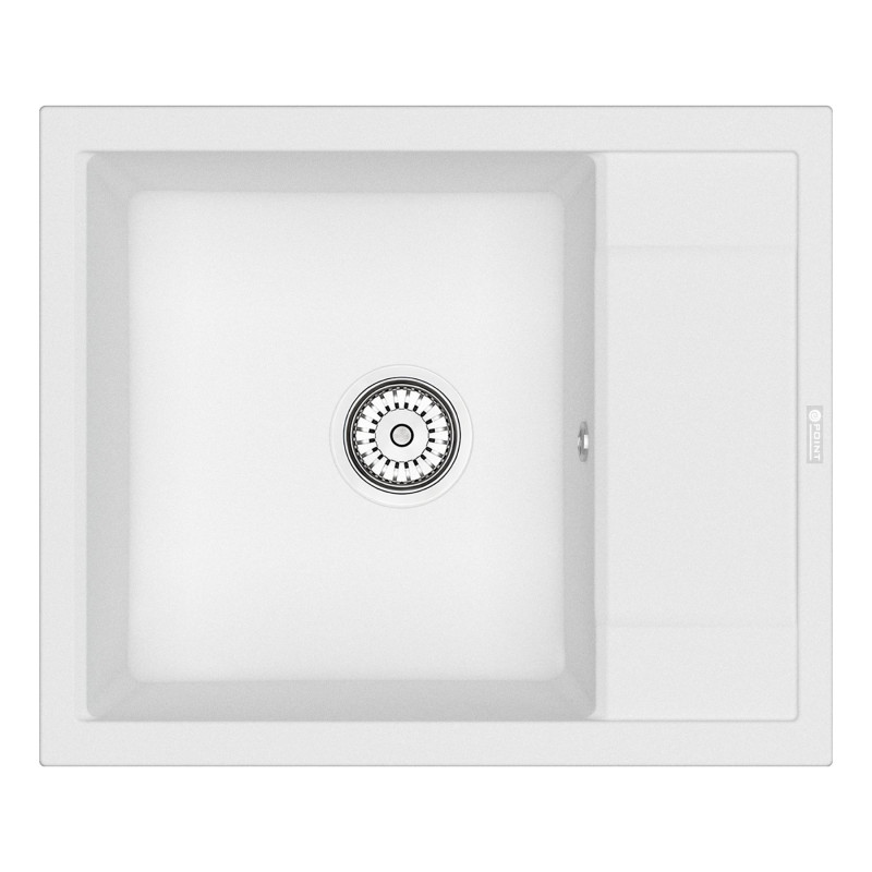 Кухонная мойка с крылом 60х50см белая Point Римо PN3010W