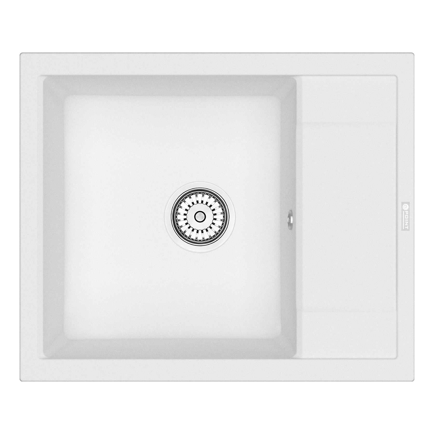 Кухонная мойка с крылом 60х50см белая Point Римо PN3010W