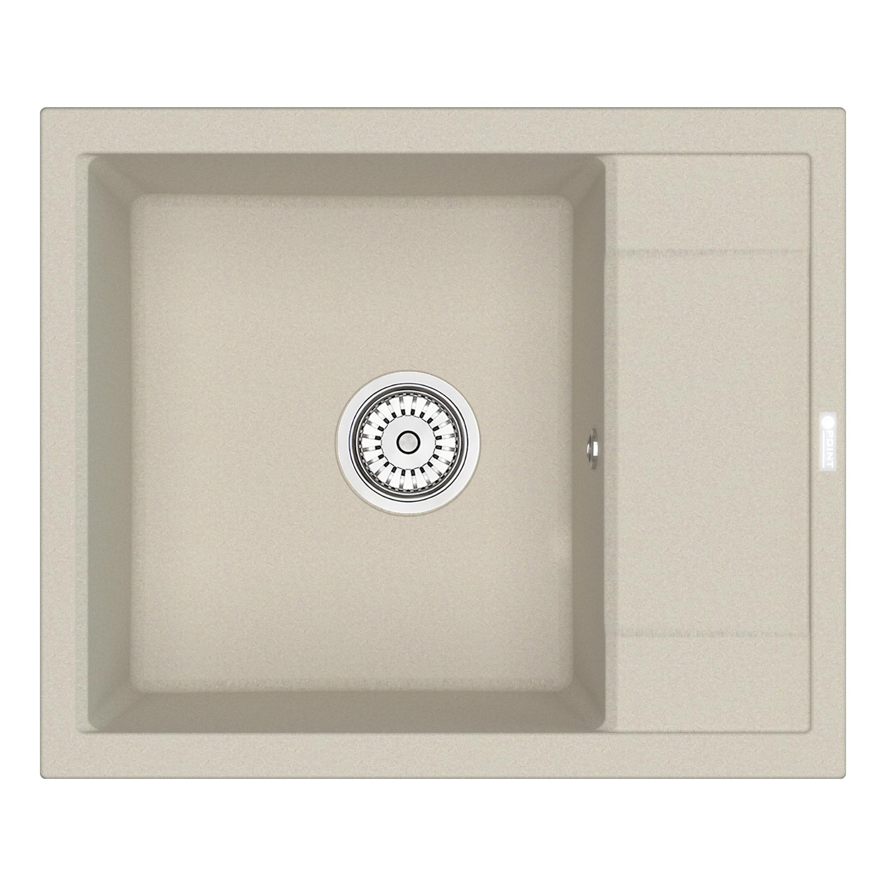 Кухонная мойка с крылом 60х50см бежевая Point Римо PN3010BG