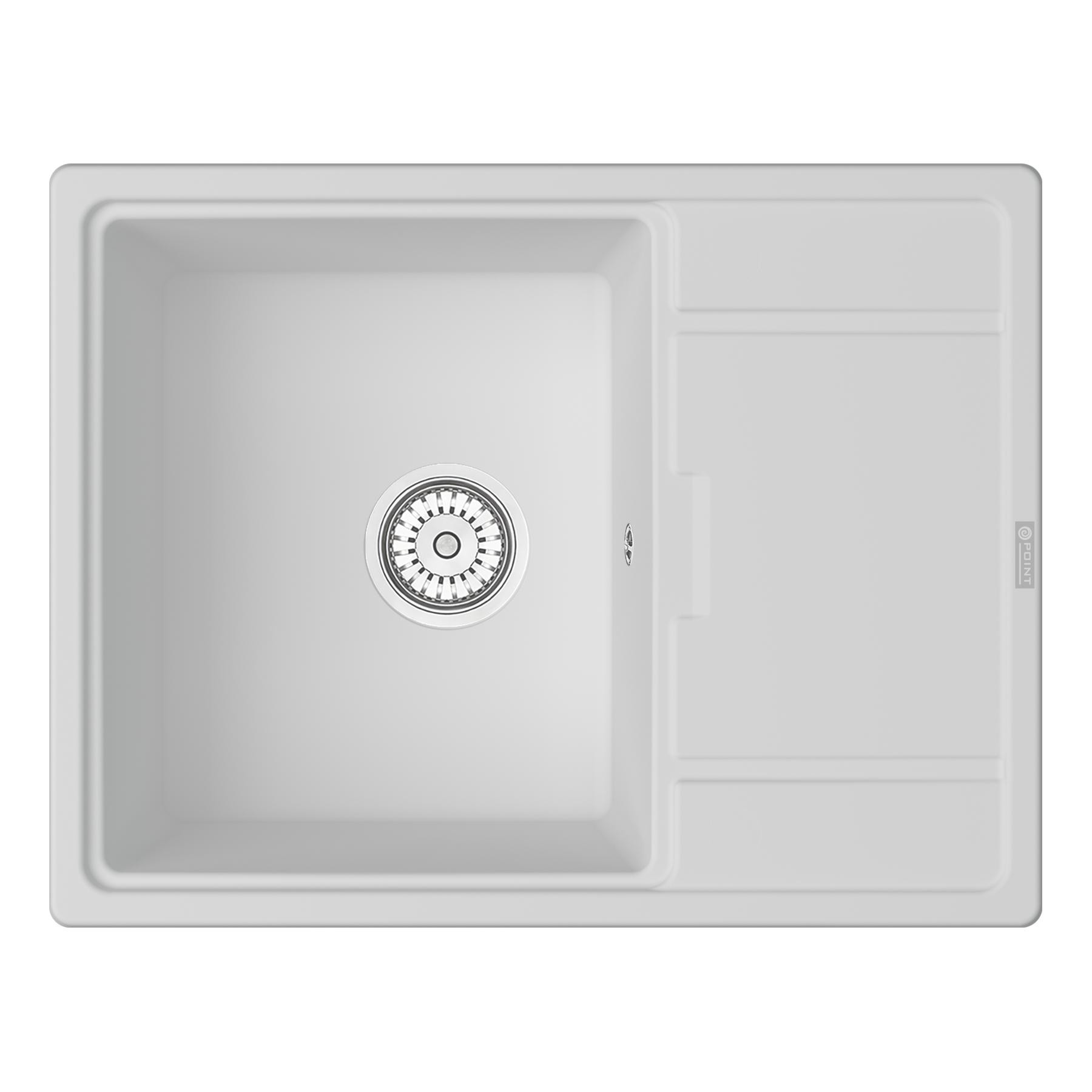 Кухонная мойка с крылом 65х50см белая Point Стил PN3009W