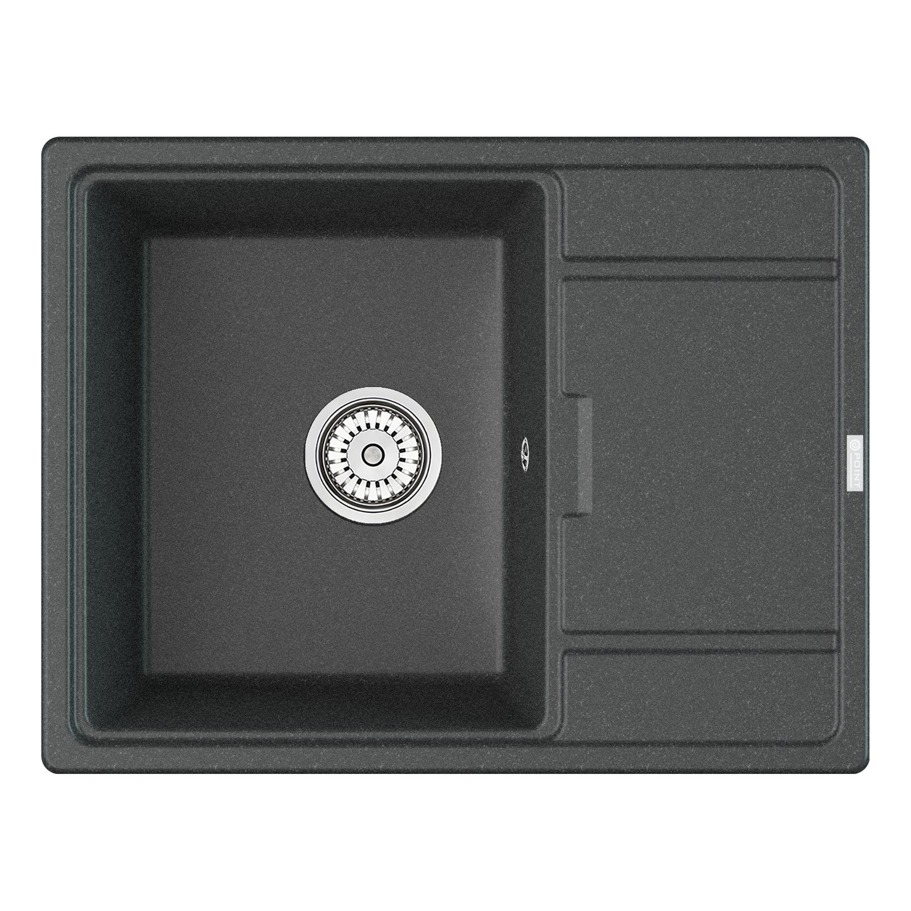 Кухонная мойка с крылом 65х50см графит Point Стил PN3009GR