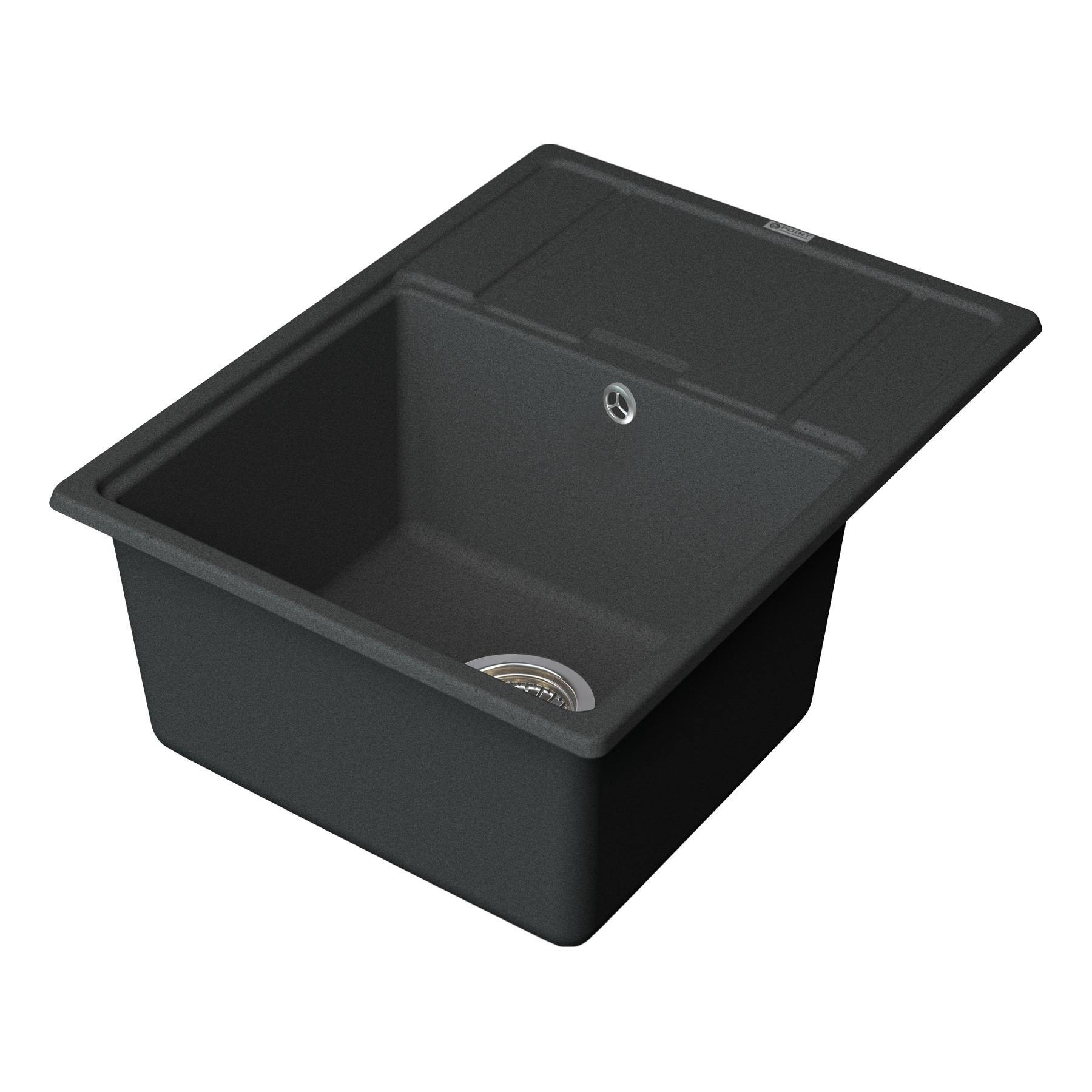 Кухонная мойка с крылом 65х50см графит Point Стил PN3009GR