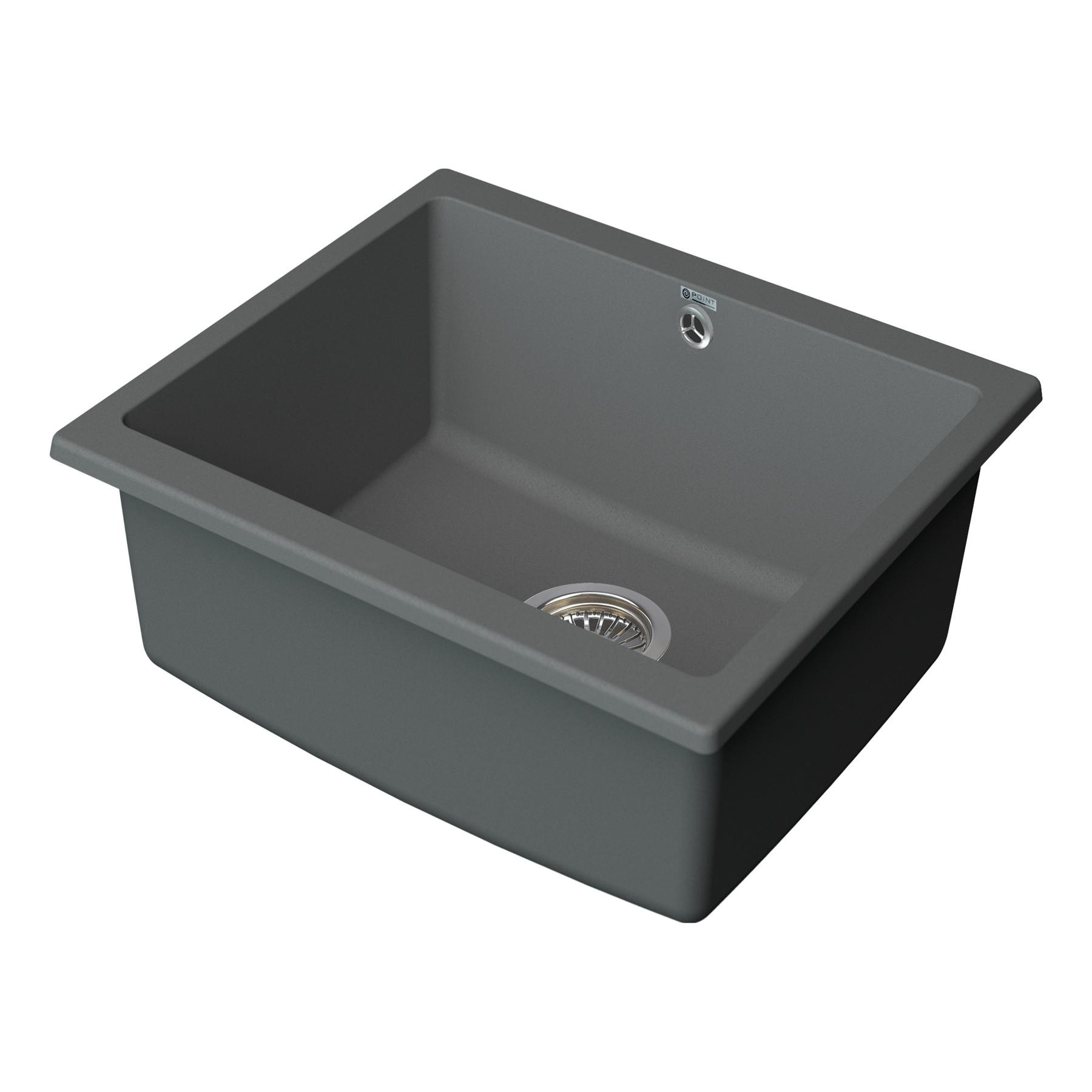 Кухонная мойка 55х46см серая Point Сидли PN3007AL