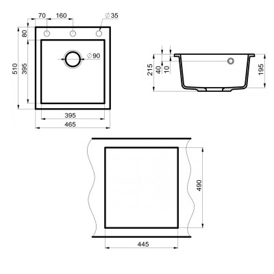 Кухонная мойка 51х46см серая Point Моко PN3006AL