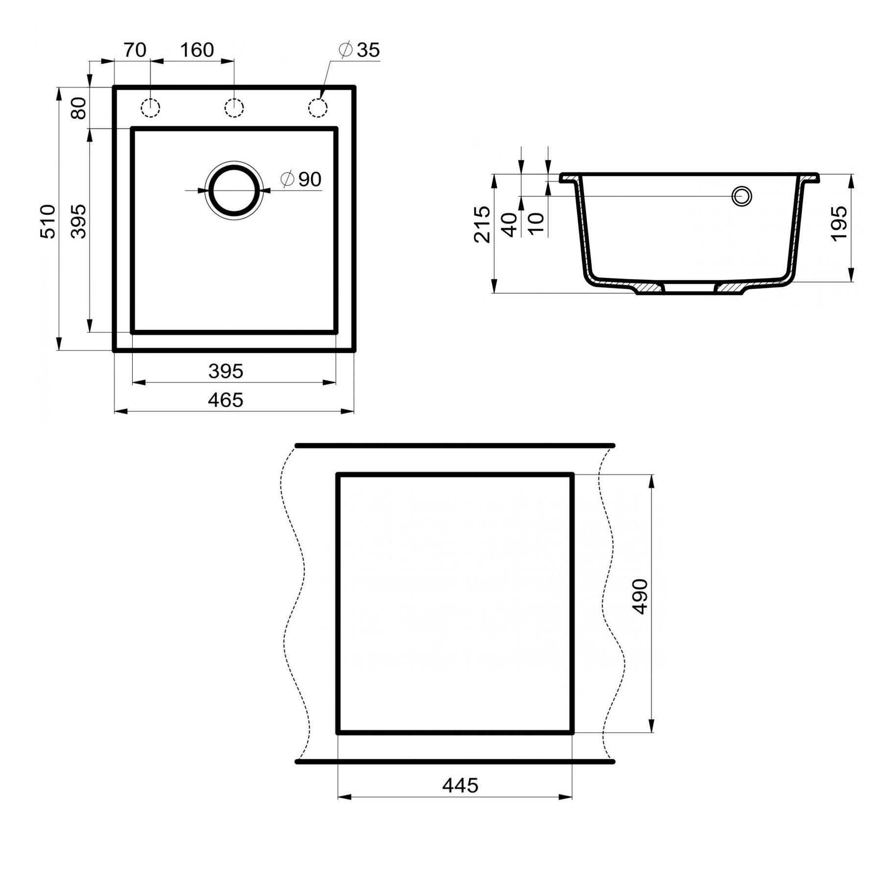 Кухонная мойка 51х46см серая Point Моко PN3006AL