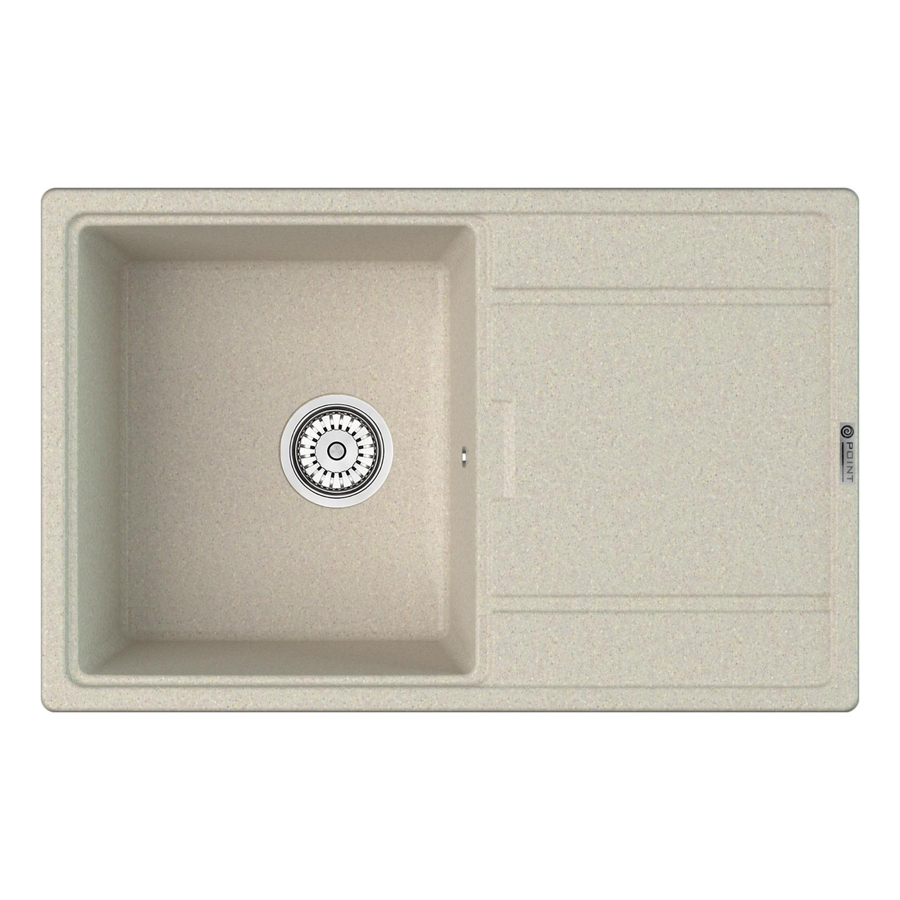 Кухонная мойка с крылом 78х50см бежевая Point Лаура PN3005BG