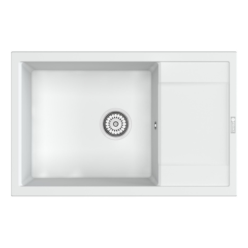 Кухонная мойка с крылом 78х50см белая Point Велета PN3002W