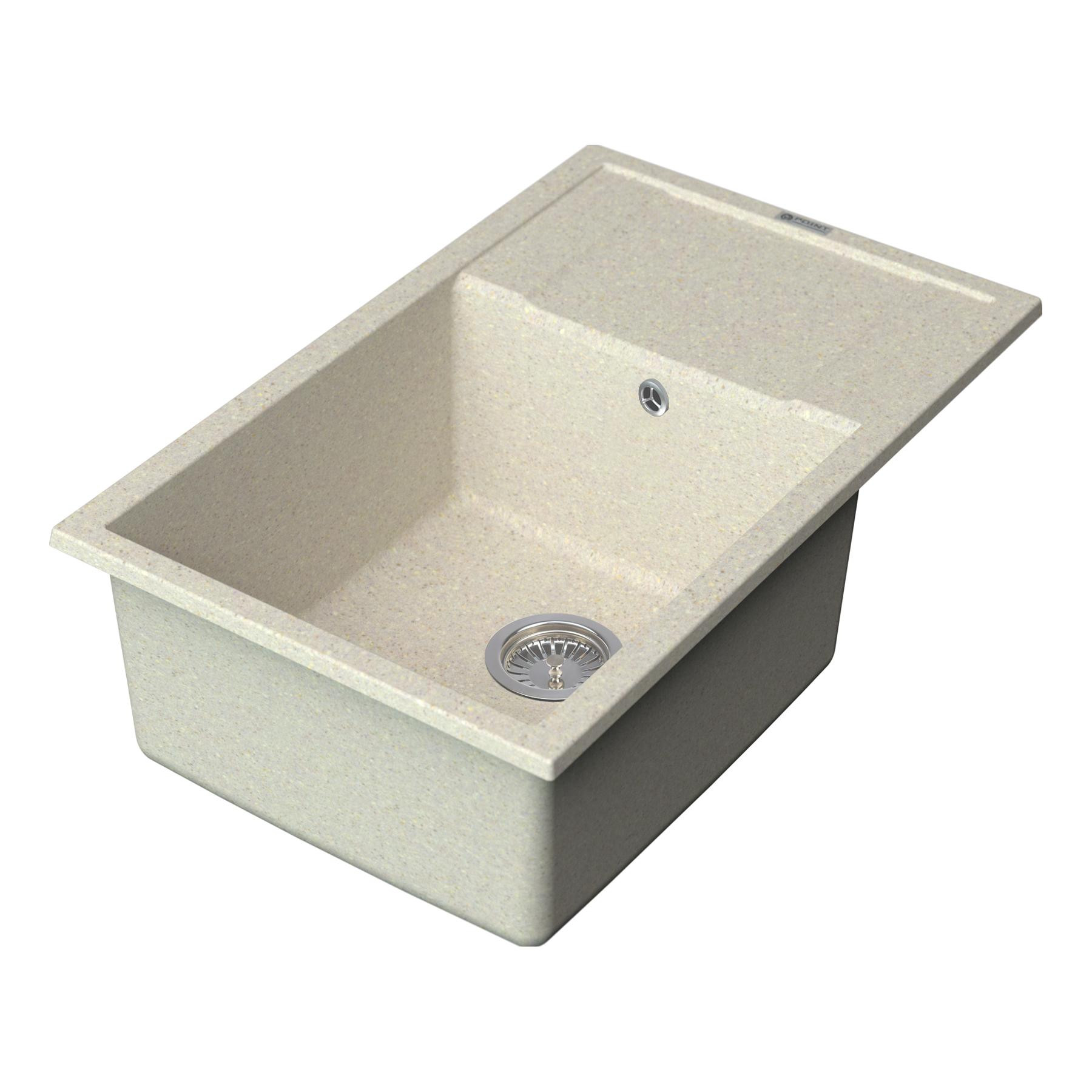 Кухонная мойка с крылом 78х50см бежевая Point Велета PN3002BG