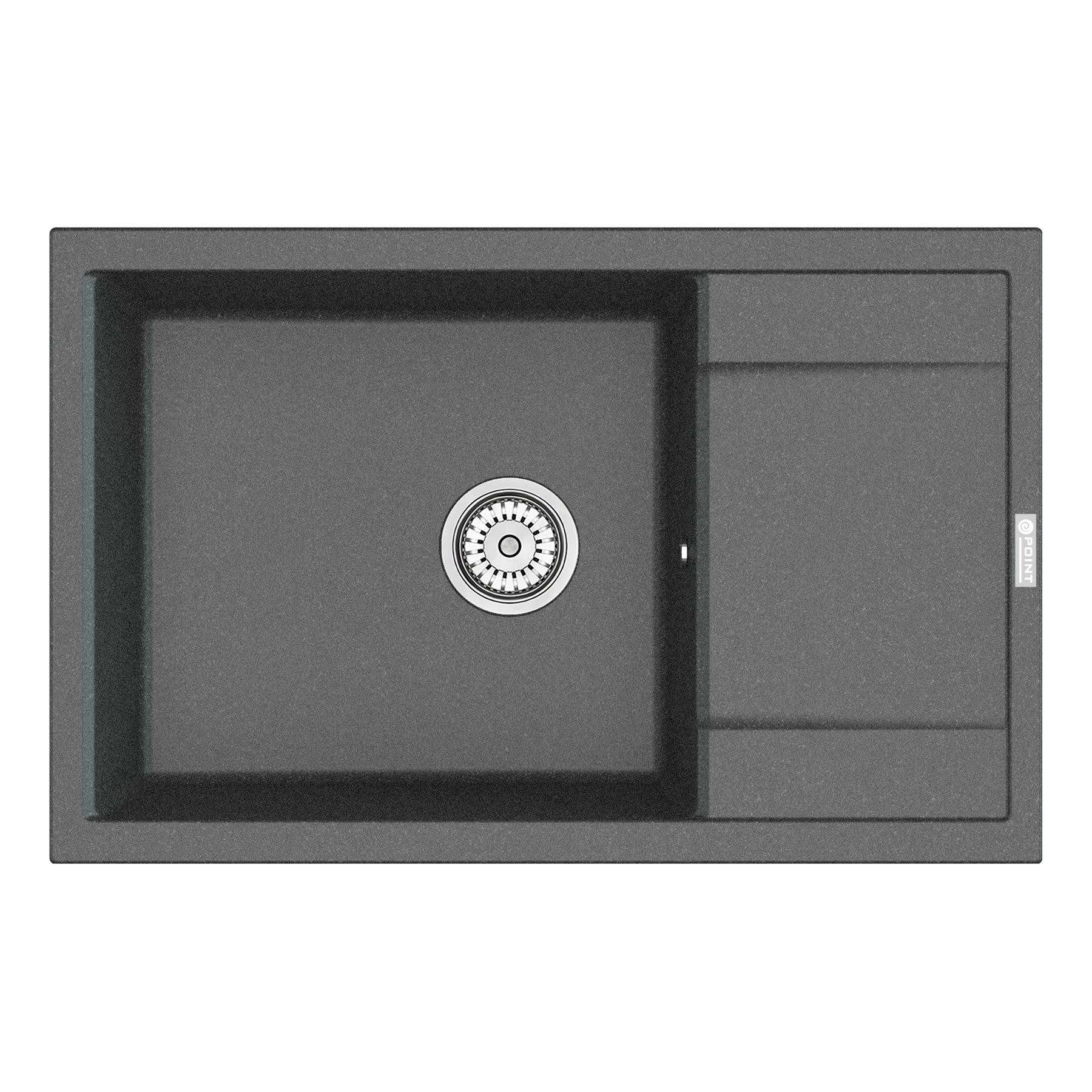 Кухонная мойка с крылом 78х50см графит Point Велета PN3002GR