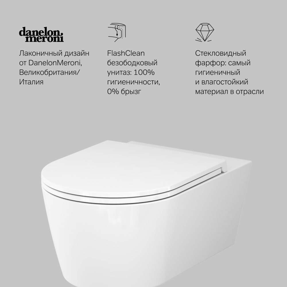 Унитаз подвесной 540x375мм FlashClean с сиденьем микролифт AM.PM FUNC белый C8F1701SC