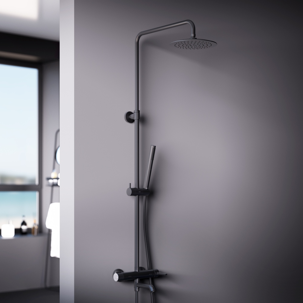 Душевая система с термостатом черная Damixa Scandinavian Pure 936740300