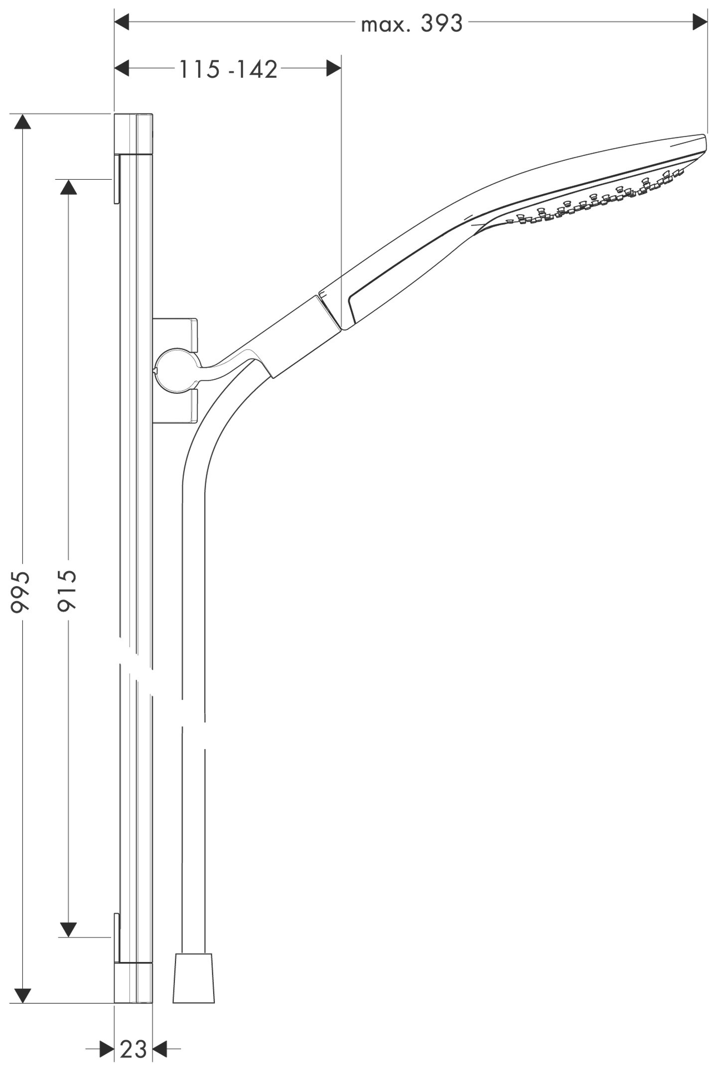 Душевой набор Hansgrohe Raindance Select S 150 3jet со штангой 90 см