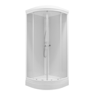 Душевая кабина MARONI Aurora SR88L-GLS-DN4 88х88х217, профиль белый, переднее стекло прозрачное, заднее белое