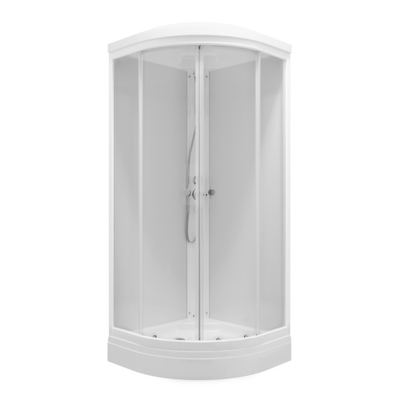 Душевая кабина MARONI Aurora SR88L-GLS-DN4 88х88х217, профиль белый, переднее стекло прозрачное, заднее белое