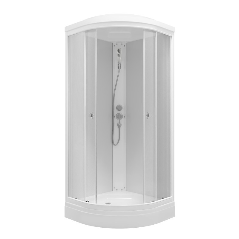 Душевая кабина MARONI Aurora SR88L-GLS-DN4 88х88х217, профиль белый, переднее стекло прозрачное, заднее белое