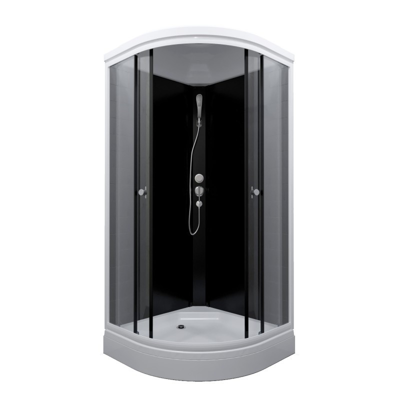 Душевая кабина MARONI Ombra SR88L-GLS-DN4 88х88х217, профиль белый, переднее стекло прозрачное, заднее черное