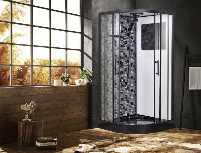 Душевая кабина черная 80x80см без гидромассажа Esbano ESKBB80CR