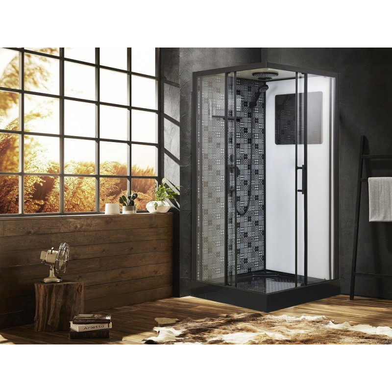 Душевая кабина черная 100x100см без гидромассажа Esbano ESKBB100CKR