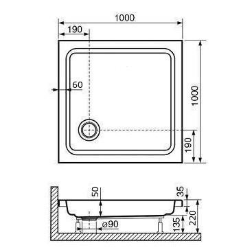 Душевой поддон квадратный RGW STYLE 800x800x220 с ножками