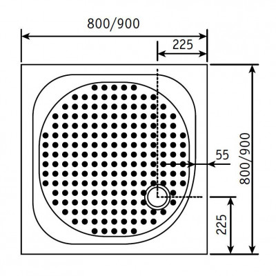 Душевой поддон квадратный RGW LUX/TN 800x800x160 с литым экраном и ножками