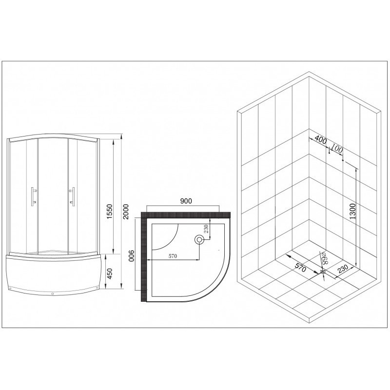 Душевой уголок хром 90x90см Esbano ESUGR8020