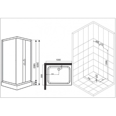 Душевой уголок хром 100x80см Esbano ESUGR8022