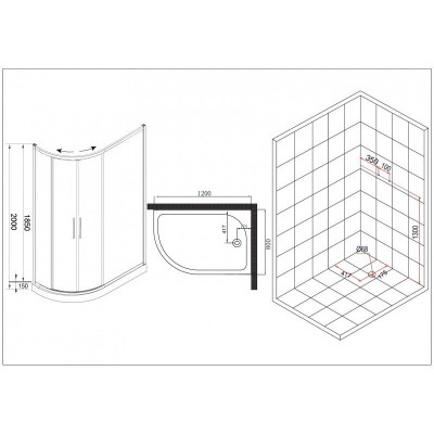 Душевой уголок хром 120x80см правый Esbano ESUGR8027AR