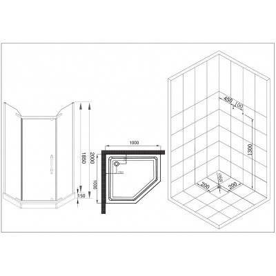 Душевой уголок хром 100x100см Esbano ESUGR8170