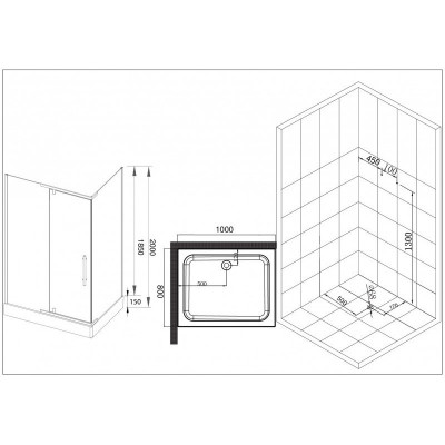 Душевой уголок хром 100x80см Esbano ESUGR8190