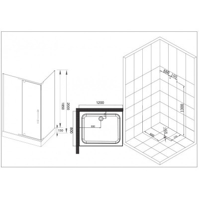 Душевой уголок хром 120x80см Esbano ESUGR8180