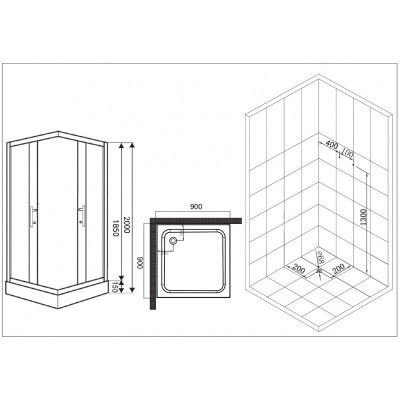 Душевой уголок хром 90x90см Esbano ESUGR8024