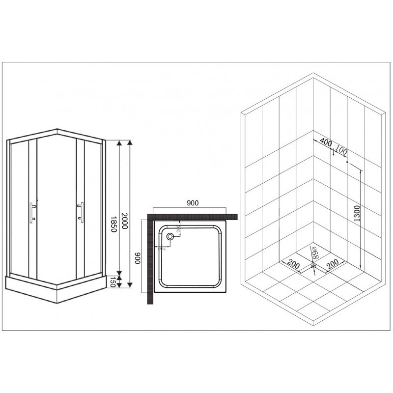 Душевой уголок хром 90x90см Esbano ESUGR8024