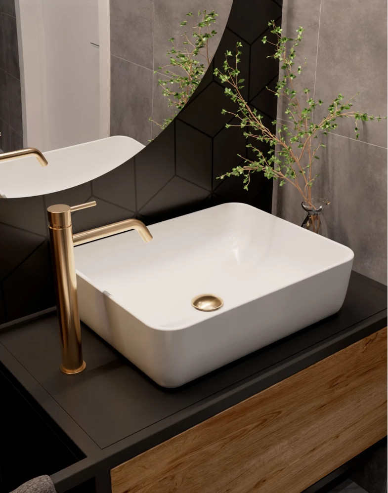 Смеситель для раковины высокий золото AQUAme Siena AQM6214GG