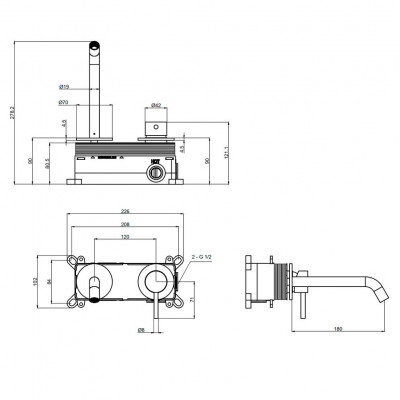 Смеситель для раковины встраиваемый металл AQUAme Siena AQM6215GM